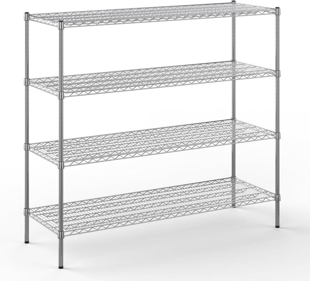21" Deep x 60" Wide x 54" Height Wire Shelving Kit | 4-Tier | NSF Commercial Storage Rack Unit