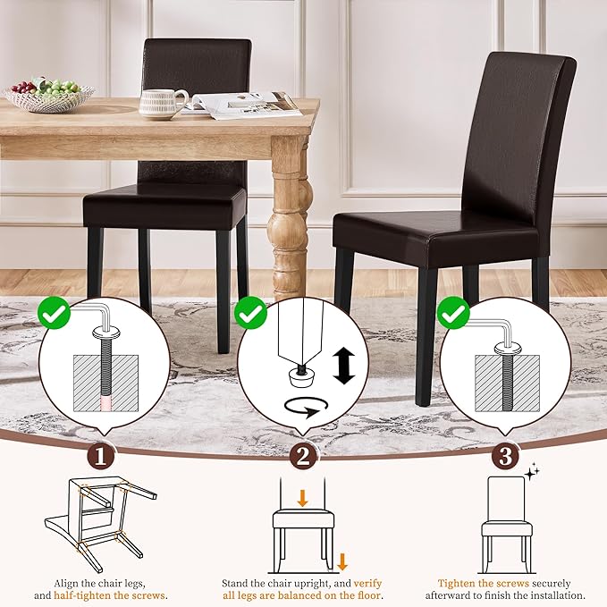 Yaheetech Dining Chairs Set of 2 Faux Leather Modern Dining Room Chairs with ...