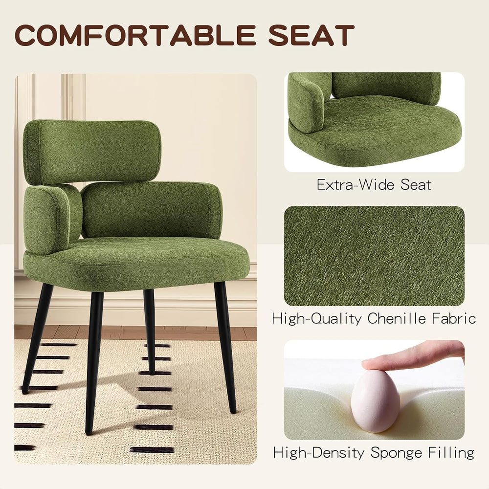 Accent Dining Chair with Arms,Set of 2 Modern Upholstered Desk Chair with Sof...
