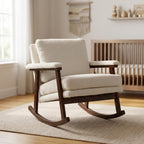 Rocking Chair Nursery, Compact Glider Rocking Chair for Indoor Use, Small Upholstered Rocker Chair for Bedroom Living Room, Teddy Fleece Accent Chair,White