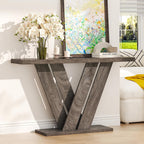 karlott 51" Console Table, V-Shaped Entryway Table, Wood Sofa Table Behind Couch, Grey