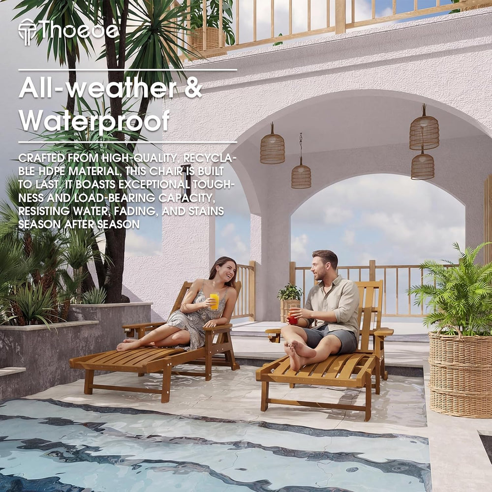 Outdoor Chaise Lounge Chair Set of 2,HDPE lounge chair outdoor with Wheels | ...