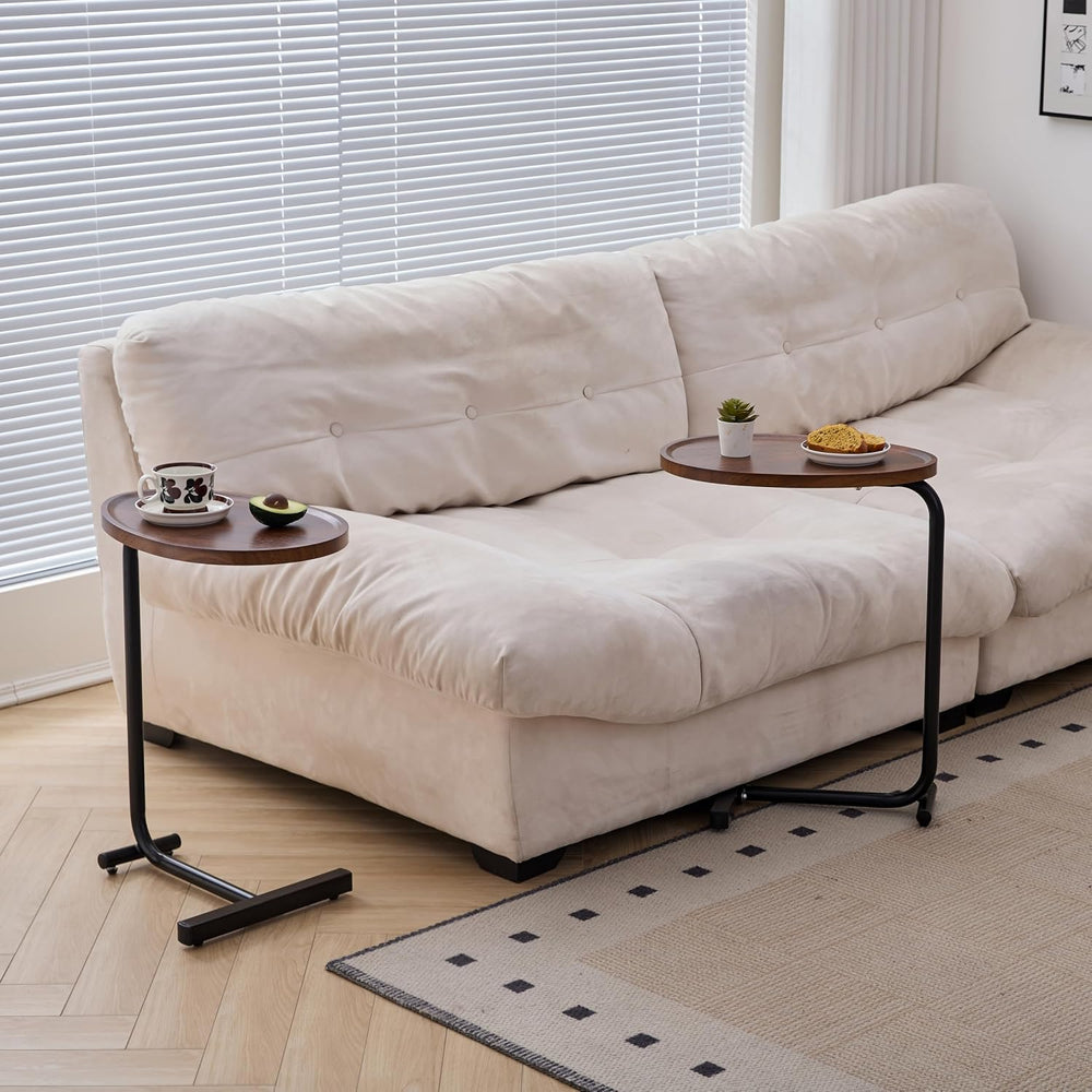C-Shaped End Table, 2PCS 23.62" H TV Tray Small Side Table for Sofa Couc...