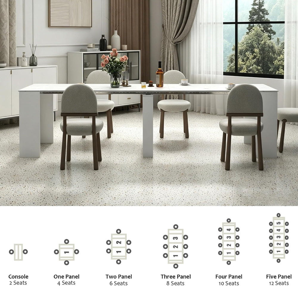 Expandable Dining Room Table, Extendable Table for 10-12 People, Folding Cons...