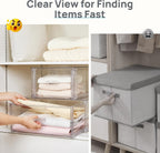 Vtopmart 5-Piece Large & Medium Stackable Drawer Organizer Set, 108QT Clear Storage Cabinet with Easy Assembly, Durable Drawers for Closet, Bedroom, Entryway, Playroom & Apartment Organization