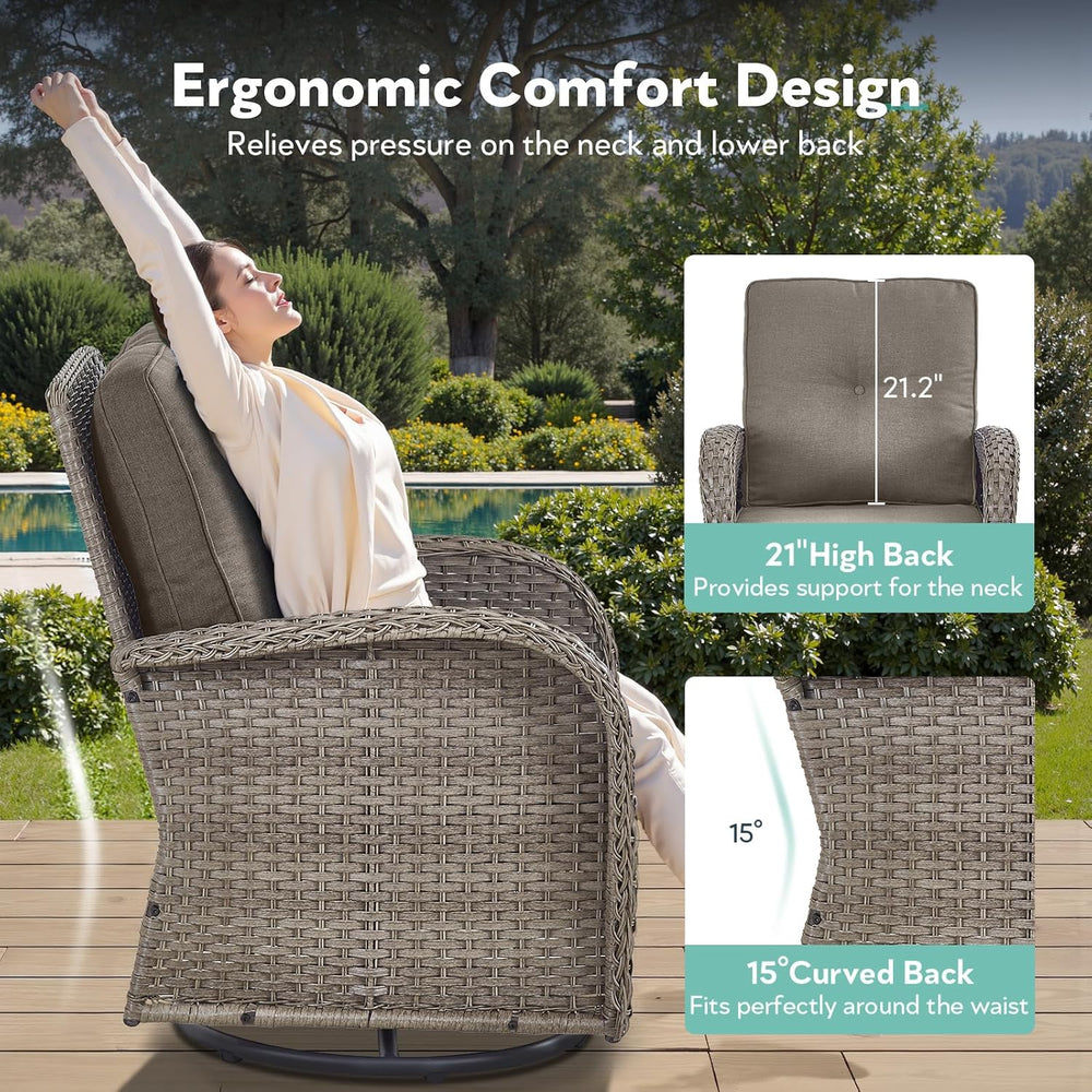 Outdoor Swivel Glider Rocker Chairs Set- 5 Piece Patio Furniture Set, Patio B...