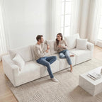 Homall Sectional Couches for Living Room, Modern Boneless Couch with Deep Seat, Upholstered Cloud Sofa, No Assembly Required (Beige, Four-Seater Sofa)