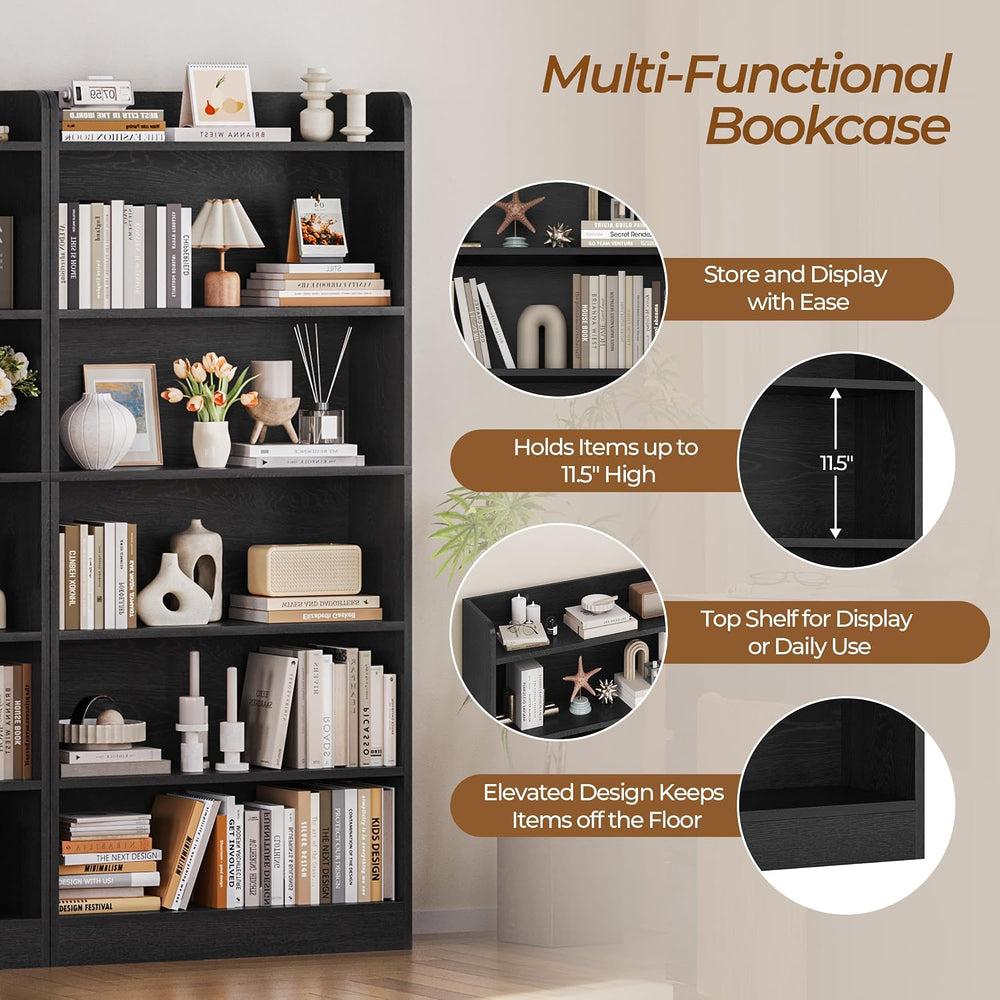 Yaheetech 6-Tier Open Bookcase and Bookshelf, Modern Simple Floor Standing Di...