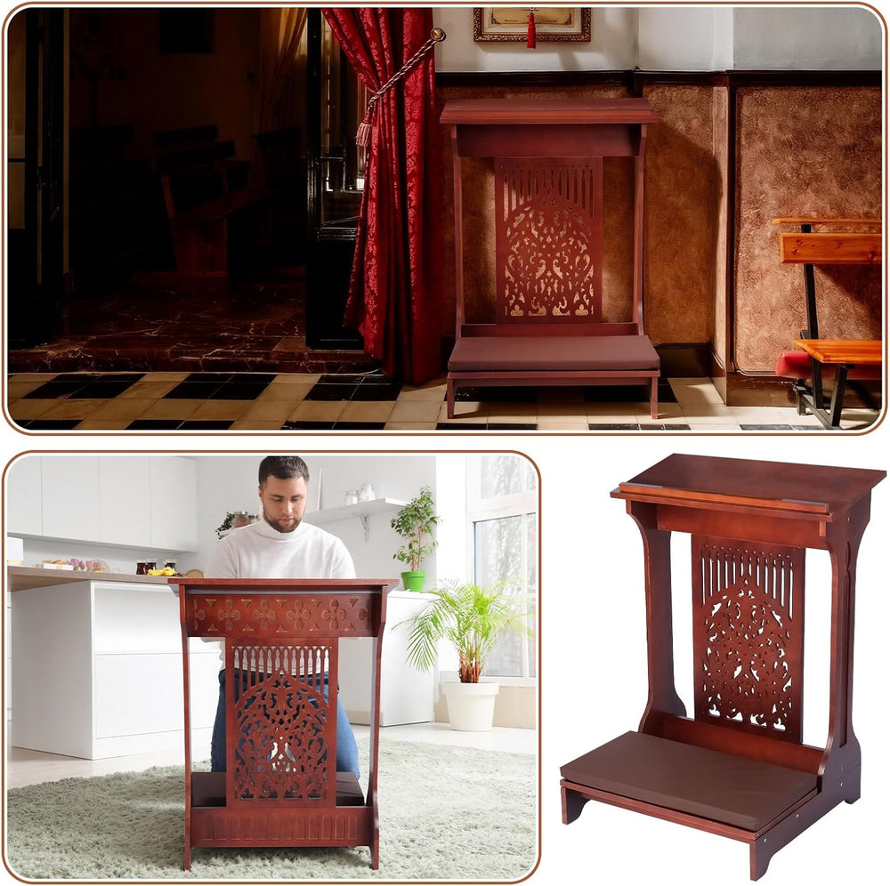 Colingmill Tree of Life Church Prayer Bench Stool Wooden Padded Kneeler with ...