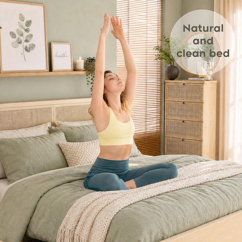 Yechen King Bed Frame with Natural Rattan Headboard and Wooden 4 Storage Draw...