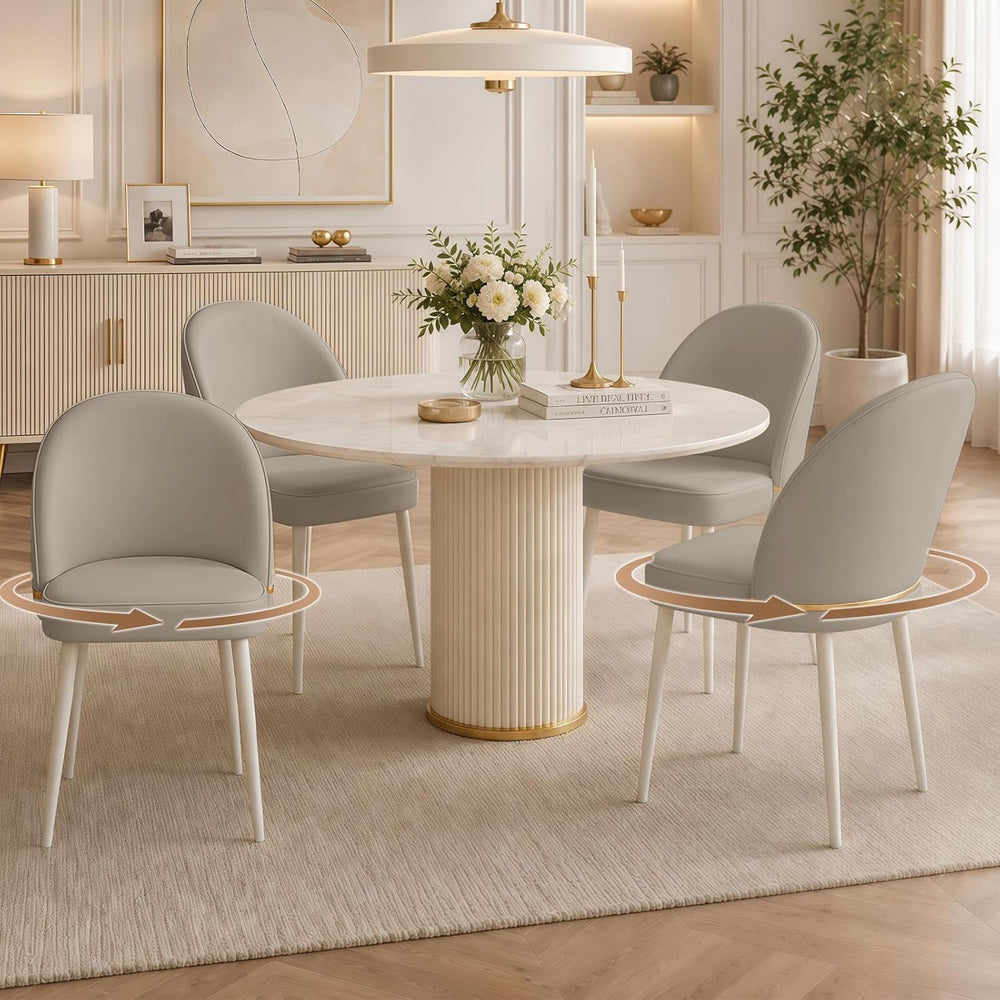 Modern Dining Chairs Set of 4, Swivel Upholstered Dining Chair with Metal Leg...