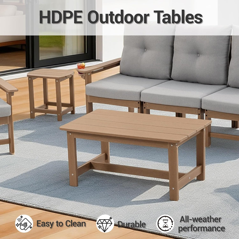 7-Piece HDPE Patio Conversation Set w/ 4 Cup Holders, All-Weather Outdoor Sec...