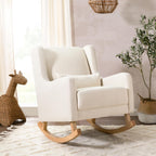 Babyletto Kai Rocker in Performance Natural Eco-Twill with Light Legs, Water Repellent & Stain Resistant, Greenguard Gold and CertiPUR-US Certified | GREENGUARD Gold & CertiPUR-US Certified Rocker - Water & Stain Resistant Nursery Chair For Feeding &