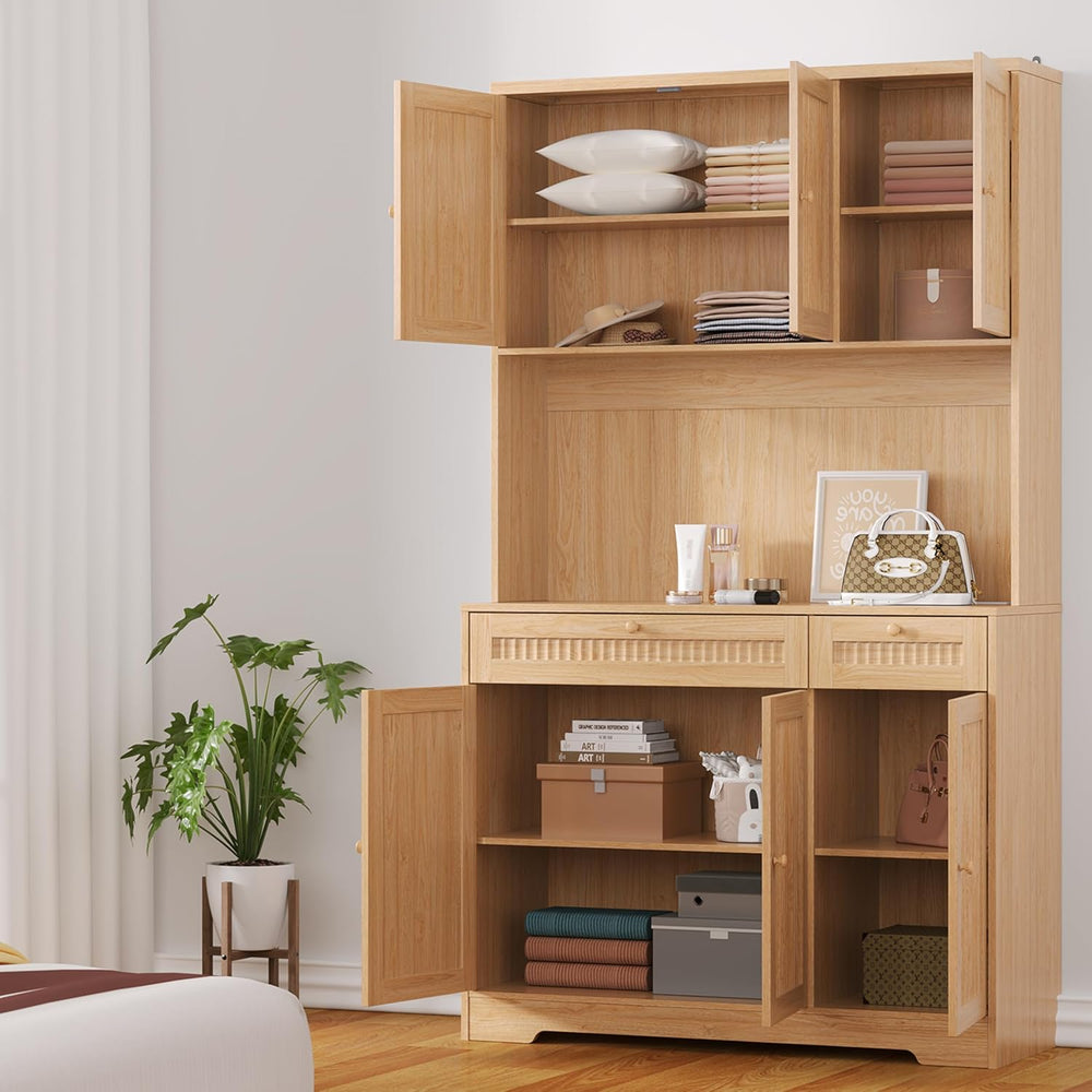 Pantry Storage Cabinet with Charging Station, Kitchen Storage with Adjustable...