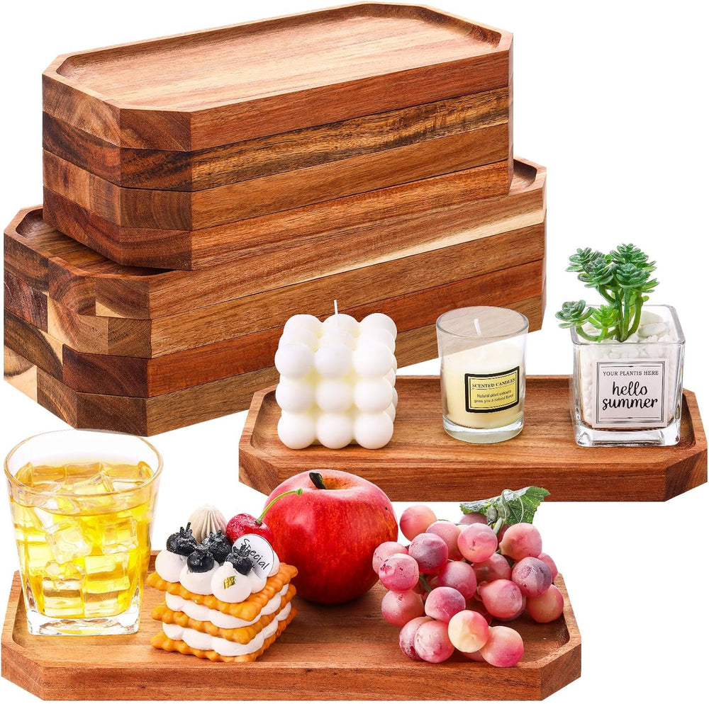 Geetery 12 Pcs 10"/12" Acacia Wooden Serving Trays for Coffee Table...