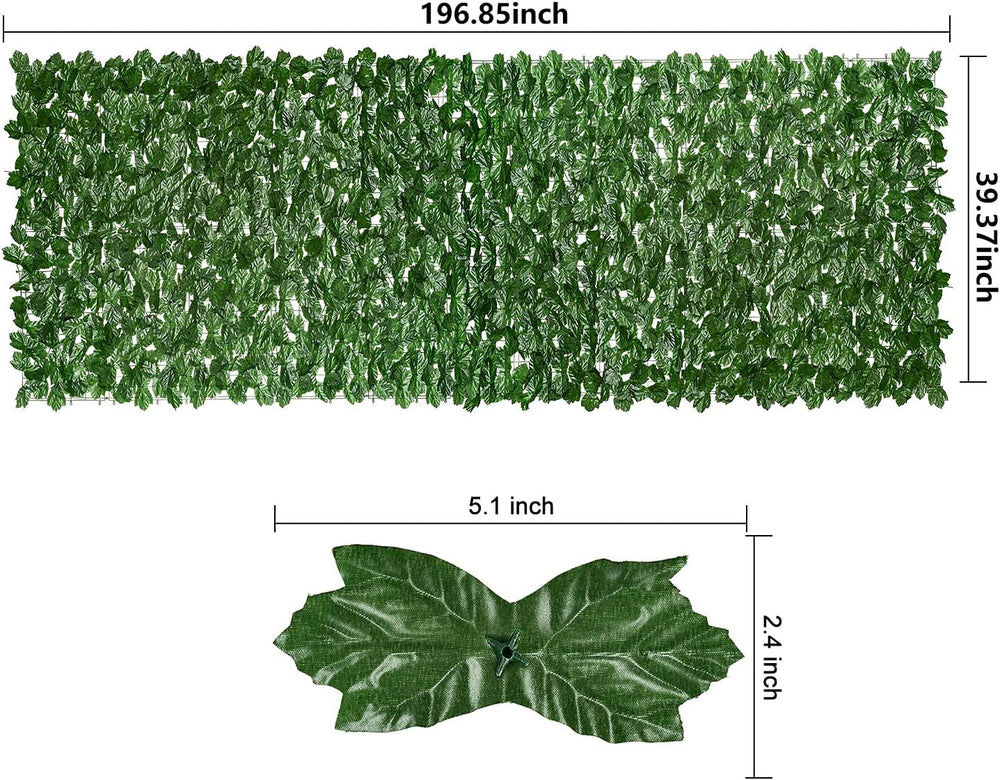 DearHouse Artificial Ivy Privacy Fence, 196.85x39.37inch Artificial Hedges Fe...