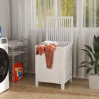 VASMIA Laundry Hamper with Lid, 90L Bamboo Large Laundry Basket with Removable Bag,Dirty Clothes Hamper for Bedroom Bathroom White