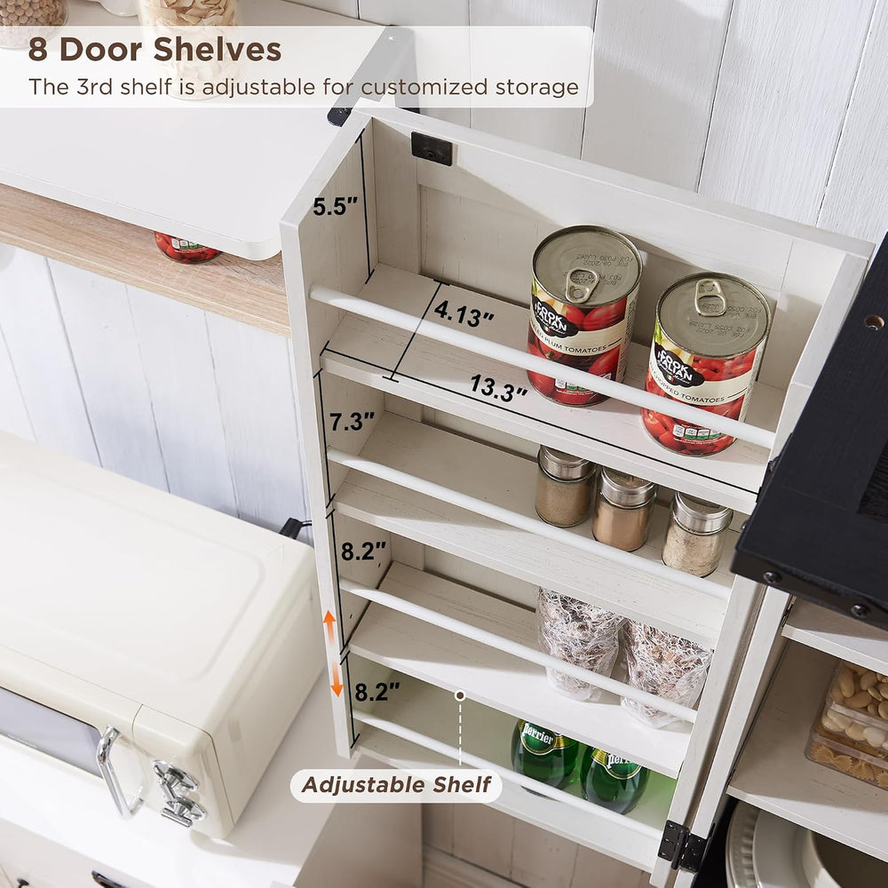 ACCOHOHO 72" Tall Wooden Pantry Storage Cabinet with Door Shelves & ...