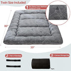 MAXYOYO Japanese Floor Mattress Futon Mattress, 4" Thicken Tatami Mat Sleeping Pad Foldable Roll Up Mat Boys Girls Dormitory Pad Kids Floor Lounger Pillow Bed, Charcoal Grey, Queen Size