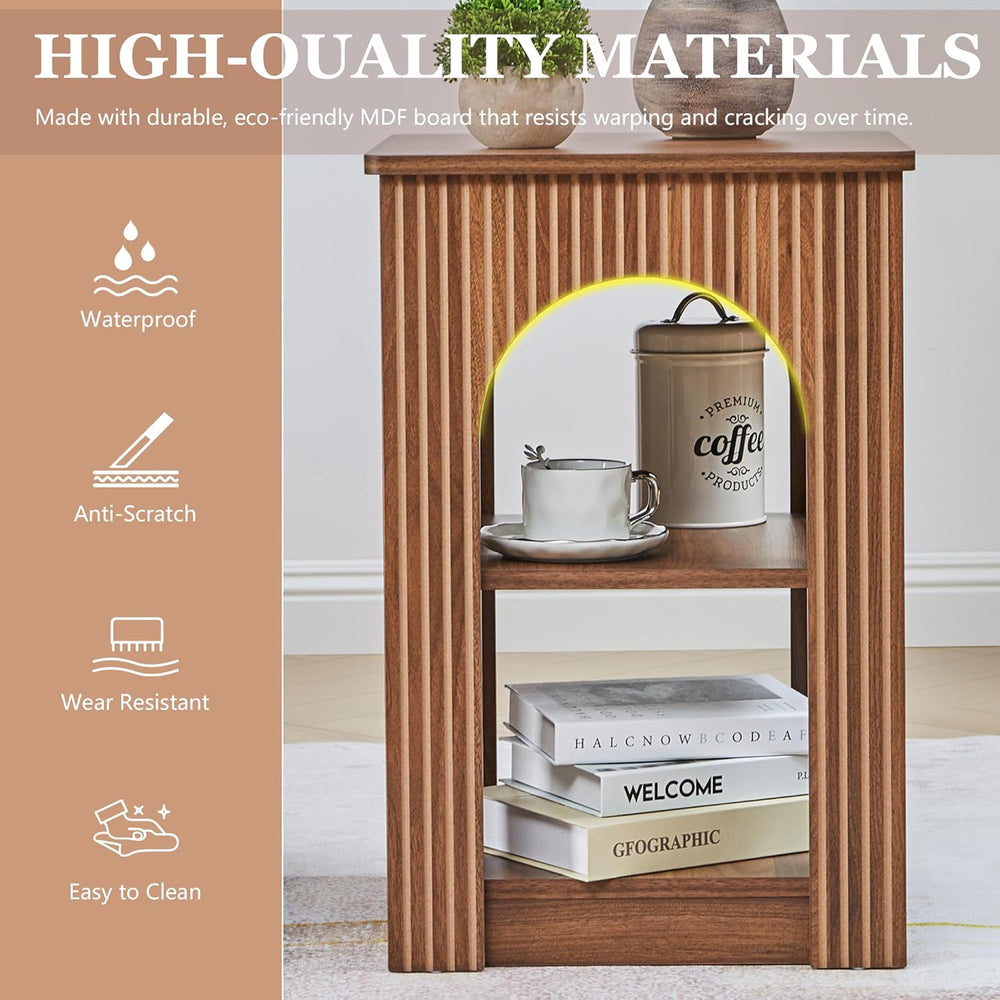 weselon End Table Set of 2, Mid-Century Modern Side Table with 3-Tier Storage...