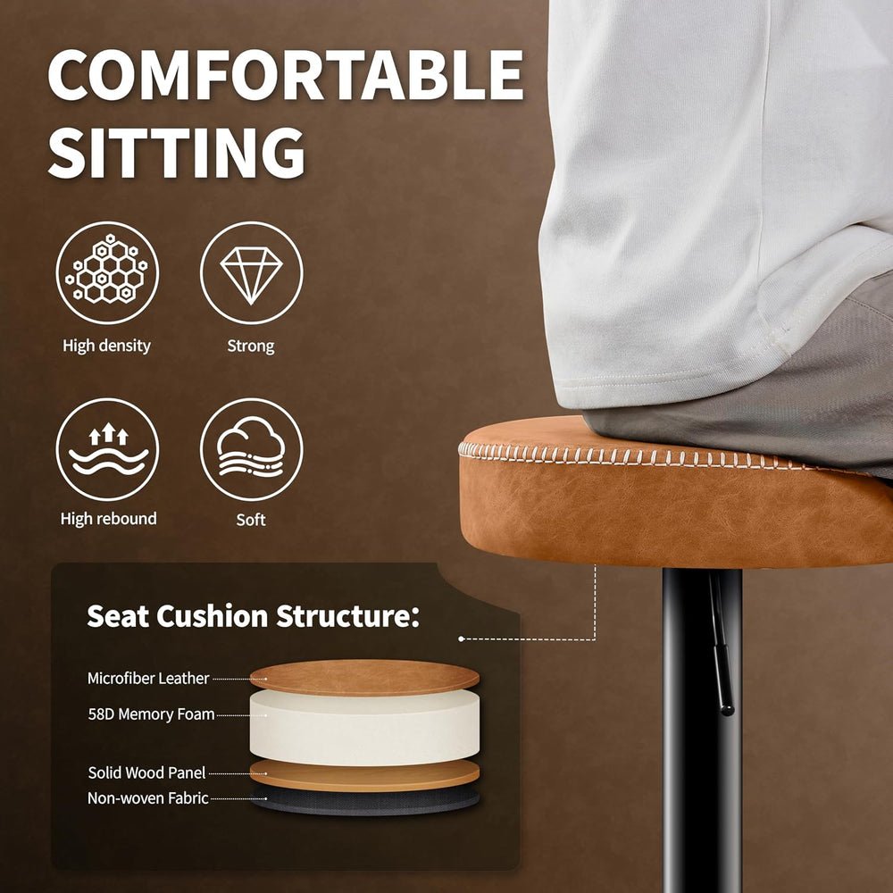 STOOLINK Tall Bar Stools Set of 2, Microfiber Leather Bar Height Stools | 360...