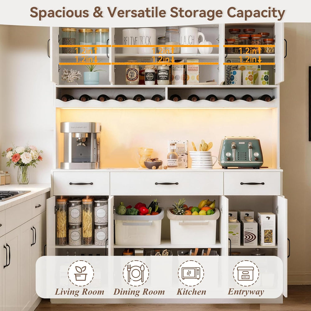 72" Tall Kitchen Pantry Cabinet Whit
