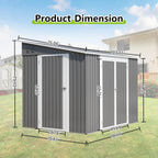 6x8FT Lean to Shed Metal Outdoor Storage Sheds with Floor Frame,Large Tool&Lawn Mower Shed with Two Lockable Doors for Garden Backyard Patio Storage,Outside Waterproof Storage Shed