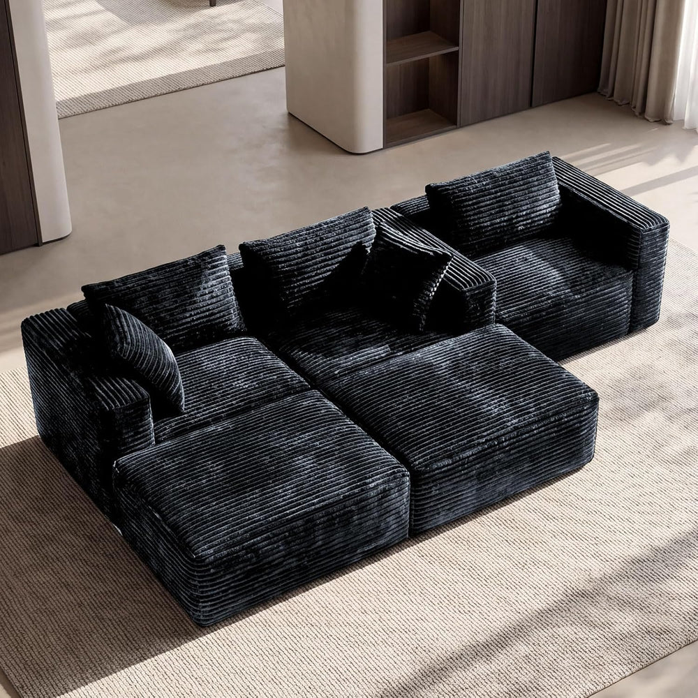 110" Modular Sectional Sofa with 2 Ottomans, U Shaped Cloud Couch for Li...