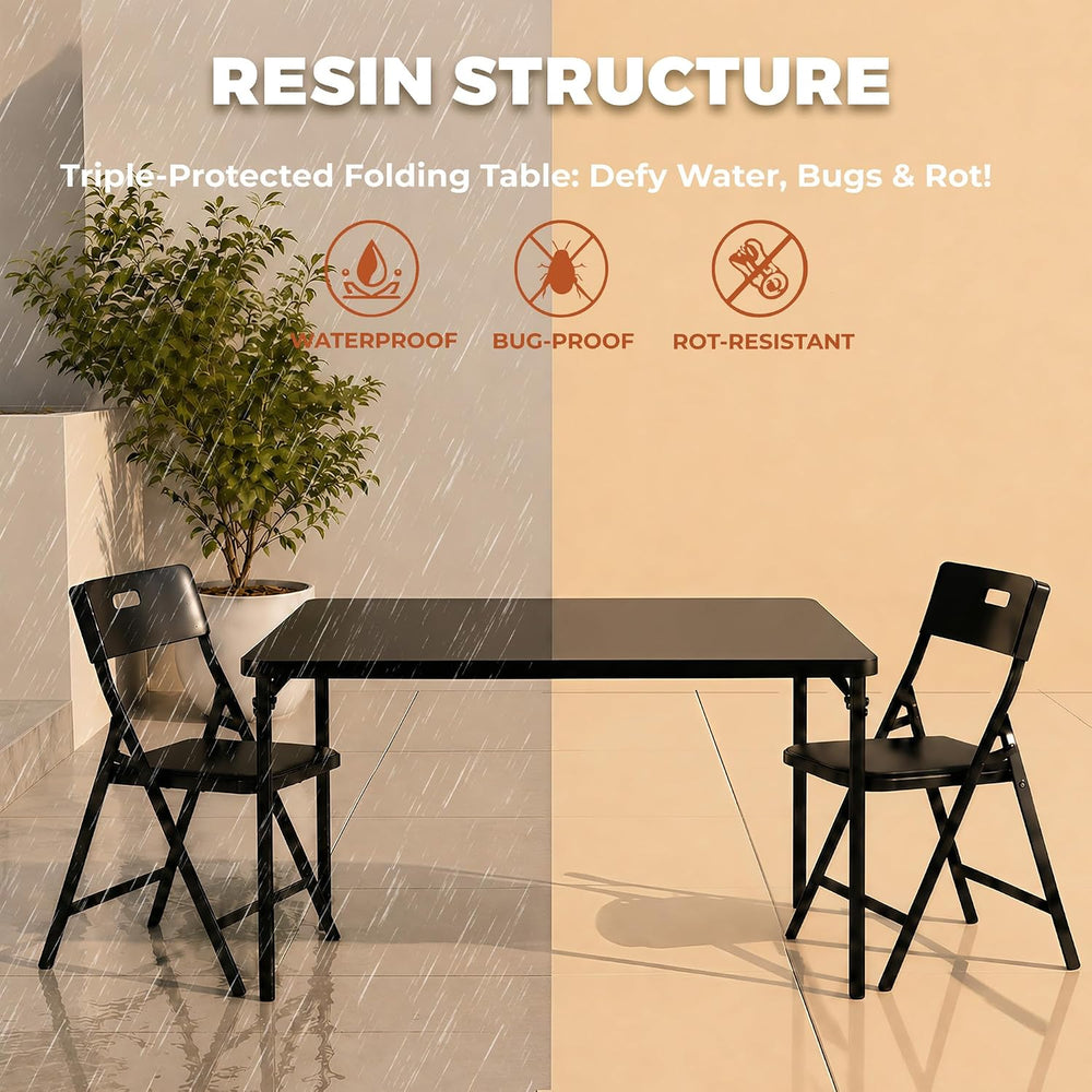5-Piece Folding Card Table and Chairs Set, 34" Square Table with 330lbs ...
