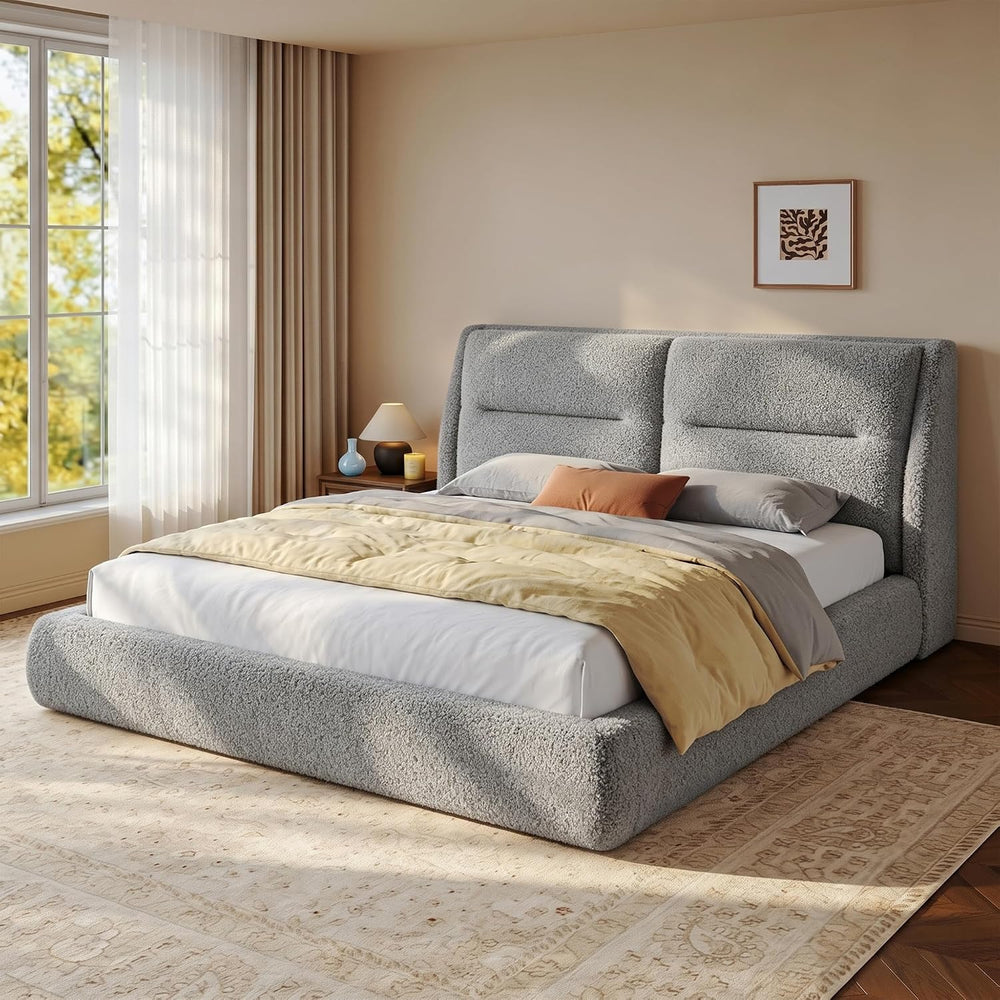 EnHomee Cloud Bed Frame Queen Size, 360° Cushioned Upholstered Bed