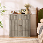 LEYAOYAO Fluted 5 Drawers Dresser for Bedroom, 34" Tall Modern Chest of Drawers with Metal Handle, Curved Profile Design,Grey Wood Drawer Organizer for Bedroom, Living Room, Hallway, Entryway