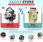 Happy Summer Time Laundry Hamper With Handles Foldable Oxford Cloth Tote Bag Colorful Hawaii Beach Funny Laundry Basket Clothe Toy Storage Bucket 18.9"x16.5"For Bathroom/Laundry/Bedroom