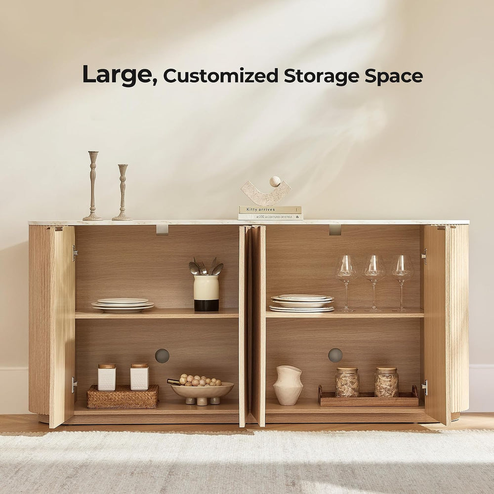 CHITA 70" Sideboard Buffet Cabinet with Storage, Fluted Accent Cabinet w...
