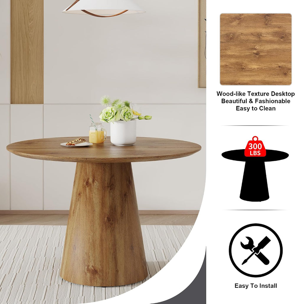 Round Dining Table for 4/6, 45 Inch Dining Room Table, Small Kitchen Table wi...
