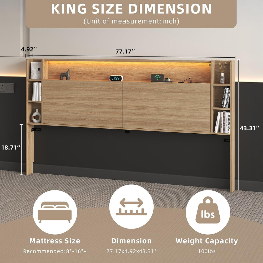 Modern Wooden King Headboard Only with Storage