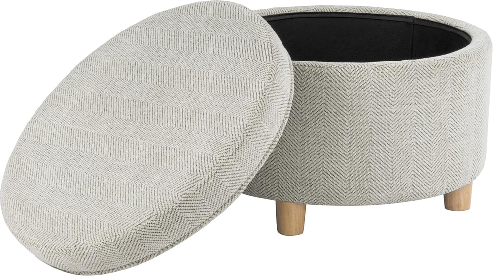 Homepop Home Decor | Upholstered Round Storage Ottoman | Ottoman with Storage...