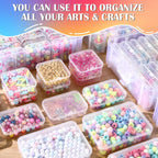 VTG Bead Organizer Box, 56 Pcs Small Plastic Containers with Lids and 3-Tier Stackable Storage Box, Clear Organizers for Jewelry Toys Craft Storage