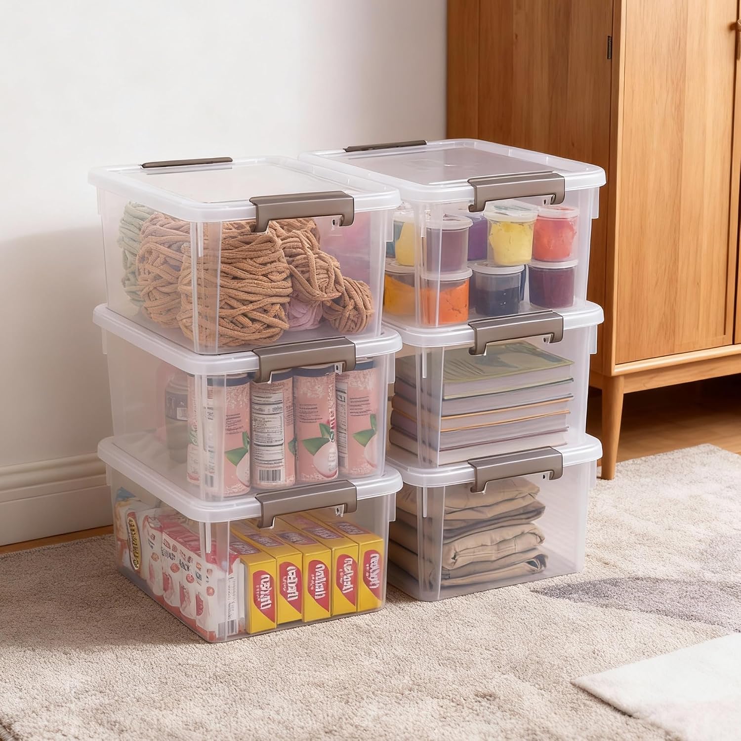 Citylife 17 QT Plastic Storage Bins with Lids Latching Stackable Storage Containers for Organizing Large Clear Storage Box for Garage, Craft, Toys, Closet, Home, 1 Pack