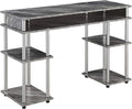 Convenience Concepts Designs2Go No Tools Desk Home Office Desk with Shelves, Corner Shelf Vanity Desk Computer Desk Nail Table for Nail Tech - 47.25" L x 15.75" W x 30" H, Gray Faux Marble