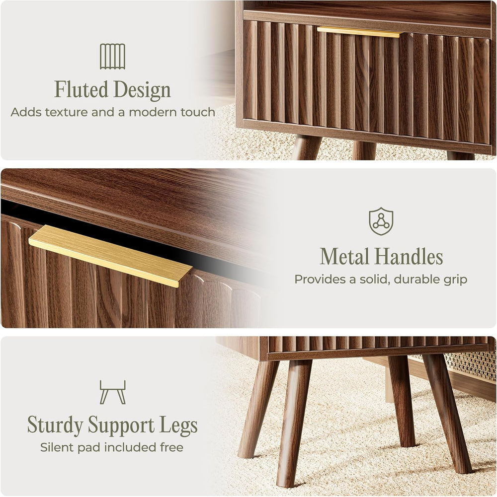 Huuger Nightstand Set of 2 with Charging Station, USB-C Port, End Tables