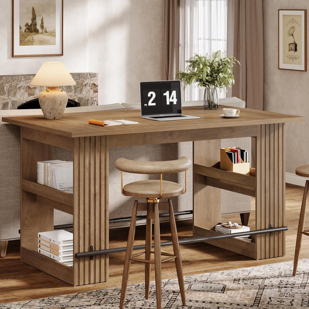 Tribesigns 63" Kitchen Island with Storage, Farmhouse Wood Stationary Is...