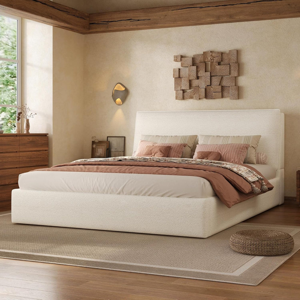 Christopher Knight Home Jamaiya Boucle Upholstered Queen Size Bed Frame with ...