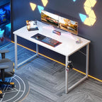ODK 48 Inches Computer Desk for Small Spaces, Study Table for Home Office, Writing Desk with Headphone Hooks, White
