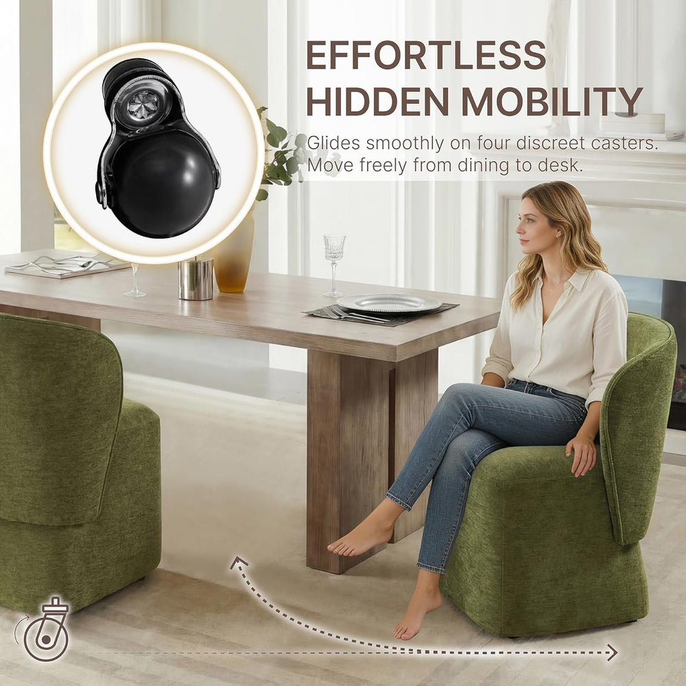 KISLOT Upholstered Dining Chairs with Wheels, Easy Assembly Stain Resistant F...