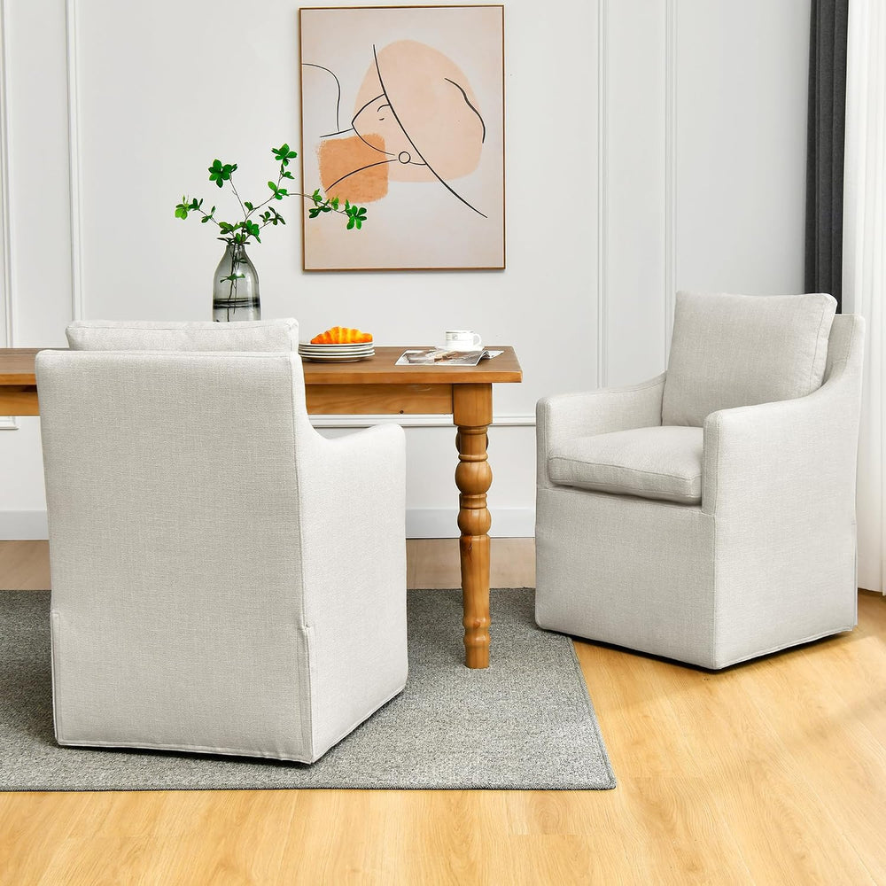 DUHOME Upholstered Dining Chairs Set of 2,Linen Accent Chair for Living Room,...