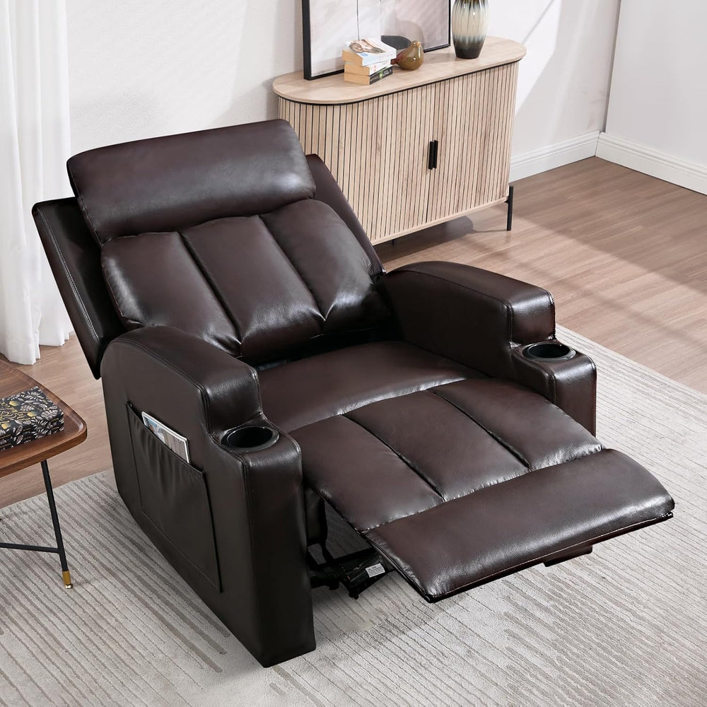 CANMOV Manual Recliner Chair with Massage and Heat,Breathable Leather Recline...