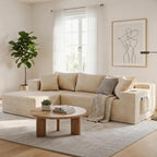 Realbear 108" Cloud Sectional Boneless Couch Sofa with L-Shape Chaise, Modular Sectional Couch with Deep Seat for Living Room Bedroom, No Assembly Required (Beige, 108" Left Facing Chaise)