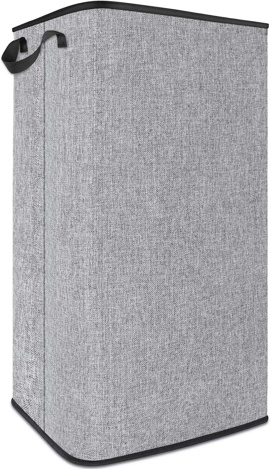 SNIGJAT Extra Large Laundry Hamper, 100 L Tall Laundry Basket with Sturdy Handles, Dirty Clothes Basket for Bedroom, Large Hamper, Sturdy Storage Organizer for Clothes Toys Grey