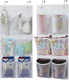 2 Packs Narrow Over the Door/Wall Shoe Organizer Cruise, Small Hanging Shoe Rack for Closet with Clear Mesh Pocket for Bathroom, RV, Pantry, Camping (White)