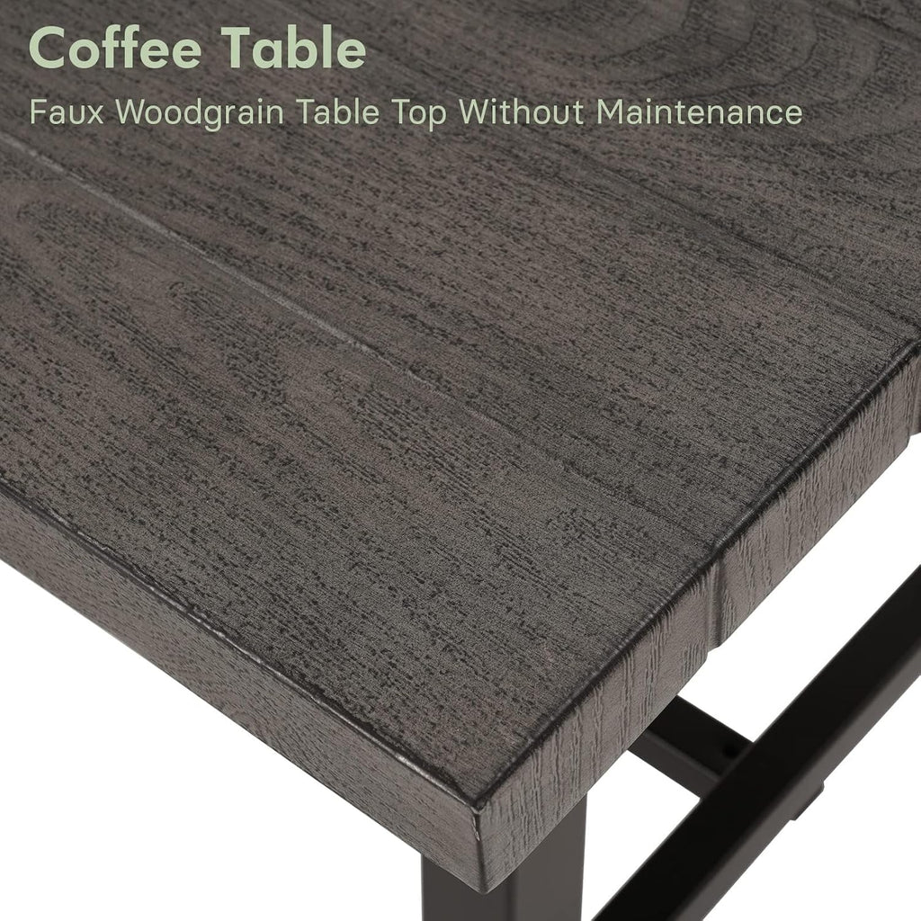 Grand patio Outdoor Coffee Table, 32 Inch Side Table Modern Rectangle with Faux Wood Tabletop Fits with Conversation Set